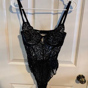 Victoria's Secret Black Lace Bralette with Floral Trim